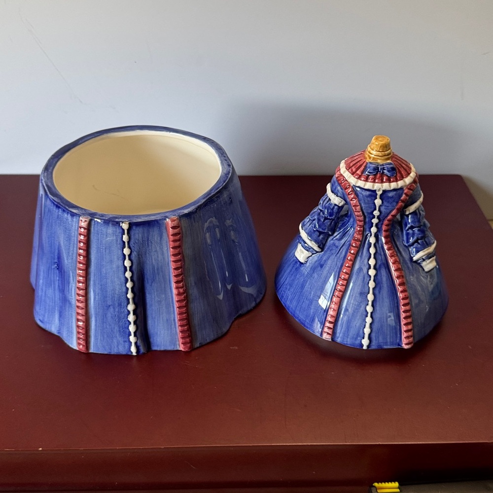 Rare Vintage Biscuit Jars Ala Mode Victorian Dress Form Mannequin Vanity Jar - Picture 6 of 11